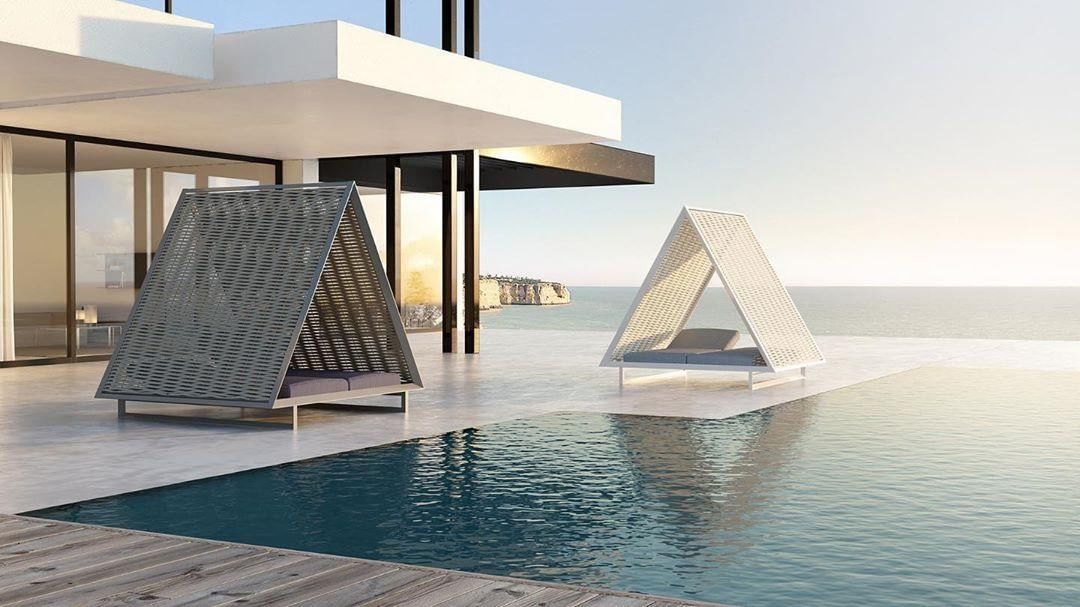 Baldachin pentru terasă cu acoperiș din coardă țesută Frame Ramón Esteve, Vondom