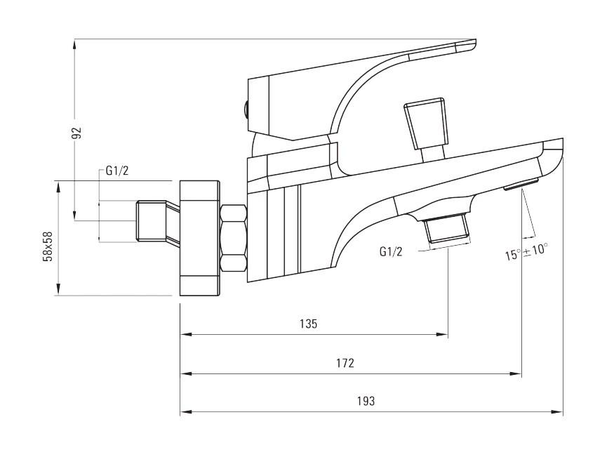 Hiacynt Baterie de duș fără set de duş, cu montaj pe perete negru BQH_N10M Deante