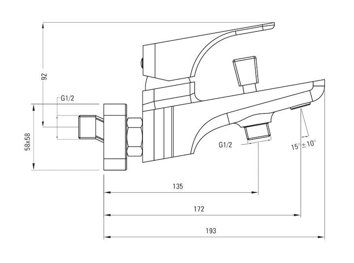 Hiacynt Baterie de duș fără set de duş, cu montaj pe perete negru BQH_N10M Deante