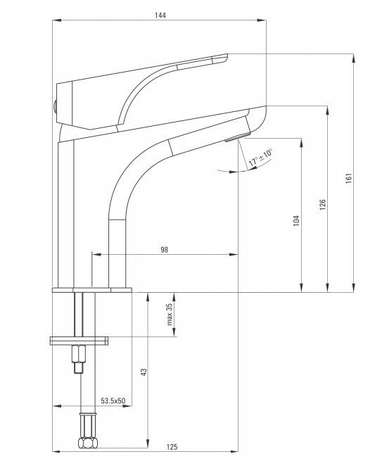 Hiacynt Baterie lavoar cu montaj pe blat și închiderea scurgerii neagra BQH_N21M Deante