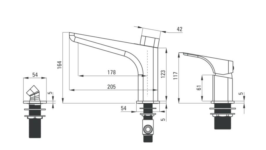 Hiacynt Baterie pentru cada de baie cu 3 orificii crom BQH_013M Deante