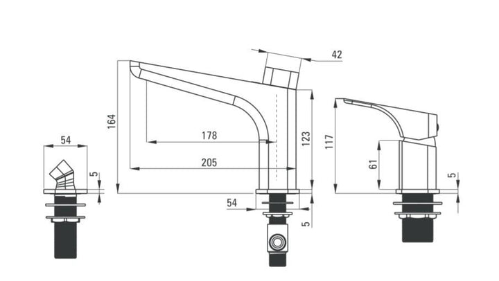 Hiacynt Baterie pentru cada de baie cu 3 orificii crom BQH_013M Deante