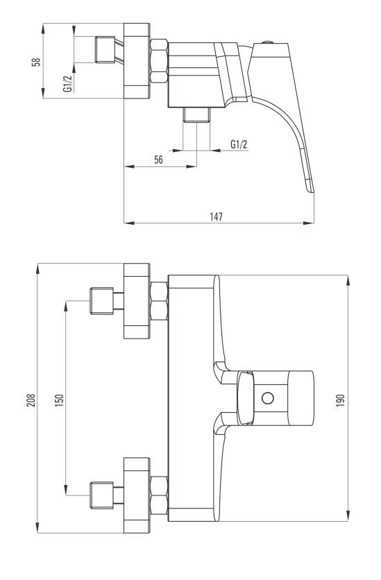 Hiacynt Baterie de duş fără set de duş,alb BQH_A40M Deante