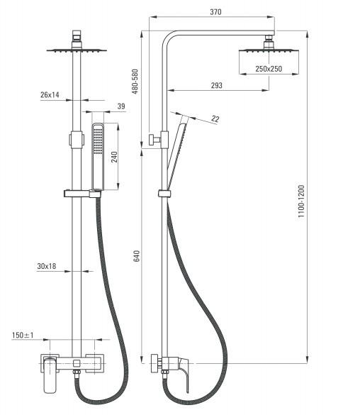 Hiacynt,Duză ploaie cu baterie cu amestec neagră NAC_N1QM Deante