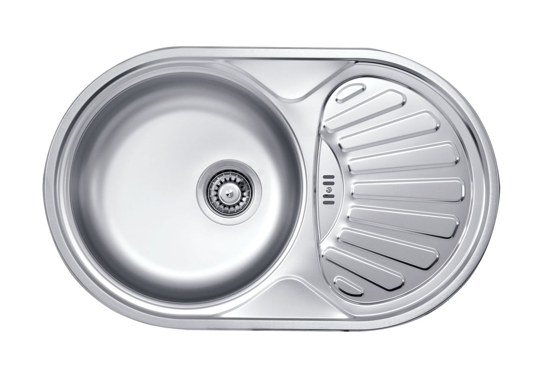 Twist Chiuvetă cu o cuvă rotundă cu picurătoare satin ZEU_011B Deante