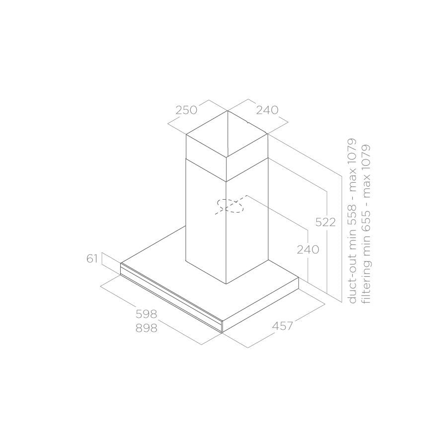 Hotă Neagră Adéle Montaj Pe Perete 60cm BL MAT/A/60, Elica