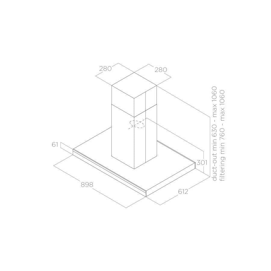 Hotă Neagră Adéle Montaj Pe Tavan 90cm IS BL MAT/A/90 X 60, Elica