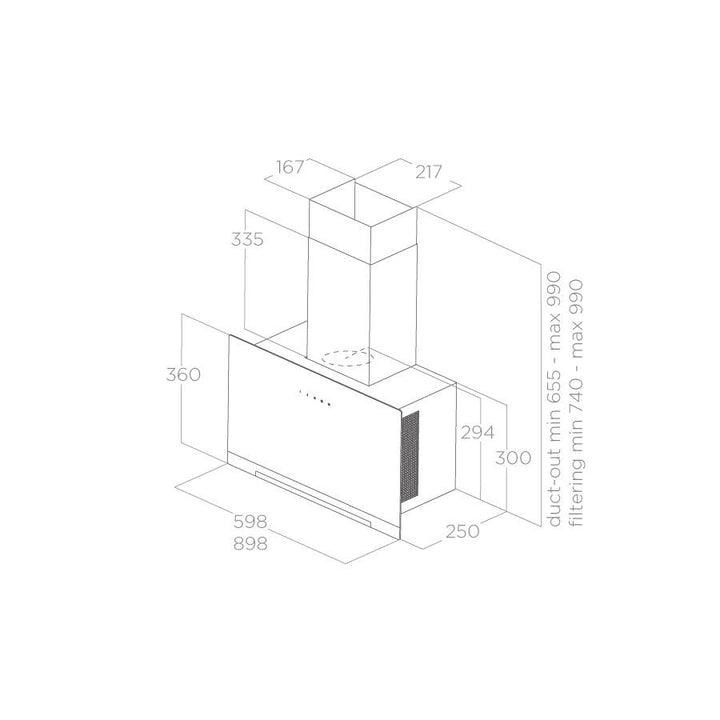Hotă Neagră/Sticlă Aplomb Montaj Pe Perete 60cm BL/A/60, Elica