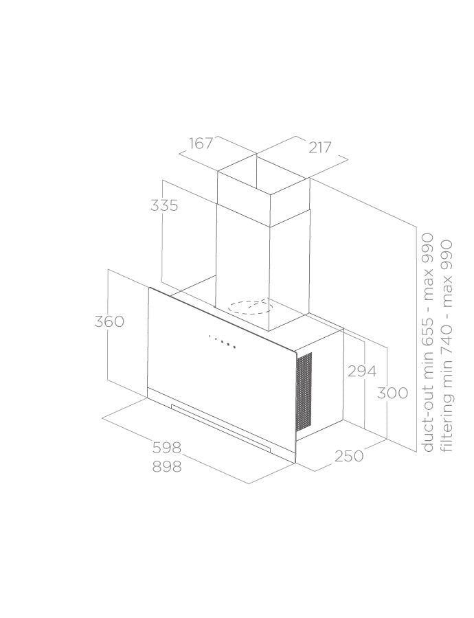 Hotă Albă/Sticlă Aplomb Montaj Pe Perete 60cm WH/A/60, Elica