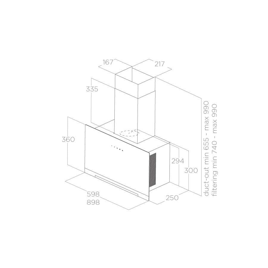 Hotă Albă/Sticlă Aplomb Montaj Pe Perete 90cm WH/A/90, Elica