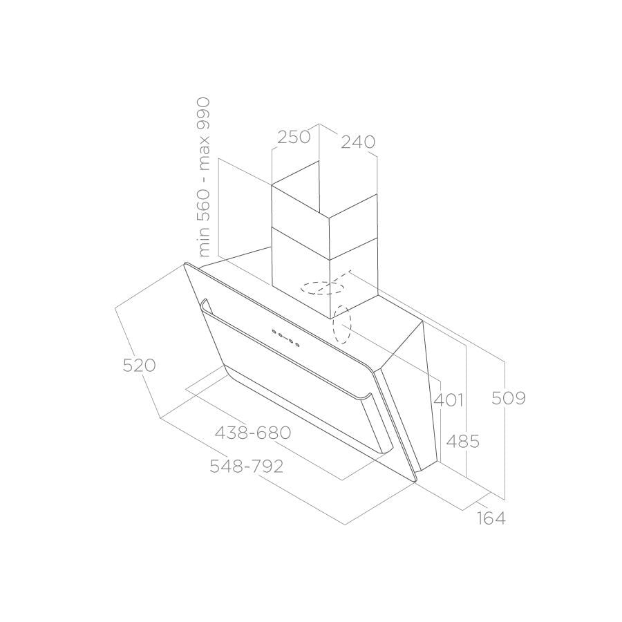Hotă Albă/Sticlă Belt Montaj Pe Perete 80cm WH/F/80, Elica