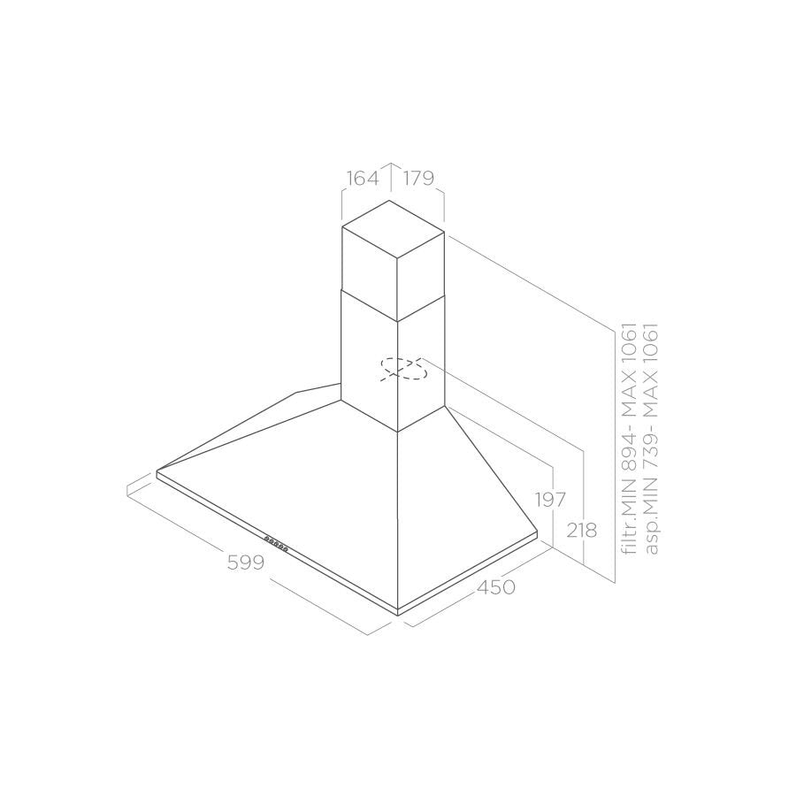 Hotă Antracit Berlin Montaj Pe Perete 60cm AN/A/60, Elica