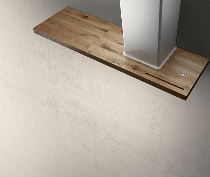 Hotă Albă/Sticlă/Stejar Natural Bio Montaj Pe Perete 90cm WH/A 90 Rovere, Elica