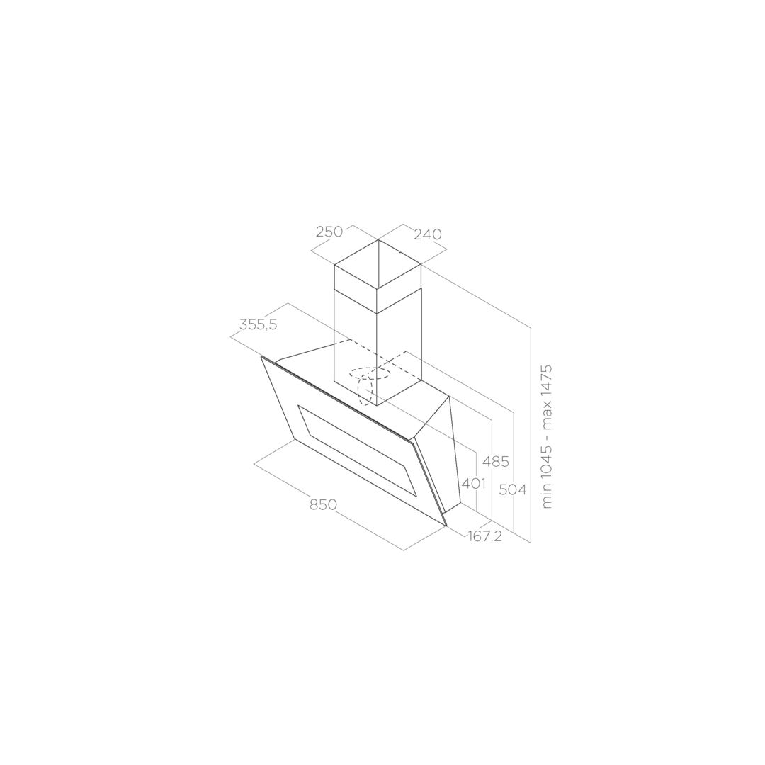 Hotă Albă/Sticlă Bloom-s Montaj Pe Perete 85cm WH/A/85 , Elica