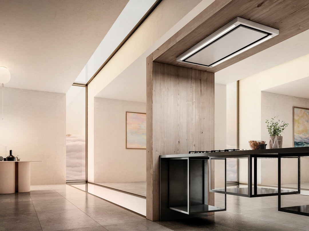 Hotă Albă/Sticlă Cloud Seven Montaj Pe Tavan 90cm IX/F/90, Elica