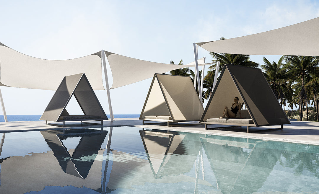 Baldachin pentru terasă cu acoperiș din țesătură Frame Ramón Esteve, Vondom