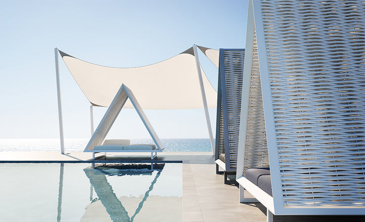 Baldachin pentru terasă cu acoperiș din coardă țesută Frame Ramón Esteve, Vondom