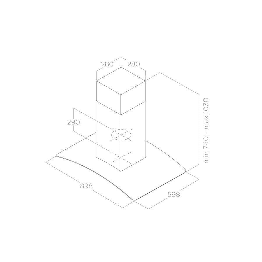 Hotă Inox/Sticlă Suspendată 90x60cm REEF ISLAND IX/A/90X60, Elica