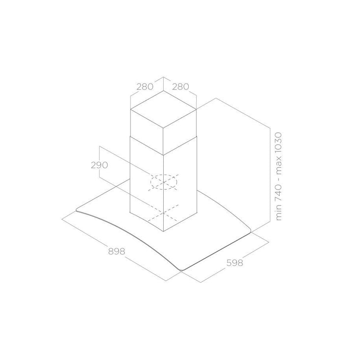 Hotă Inox/Sticlă Suspendată 90x60cm REEF ISLAND IX/A/90X60, Elica