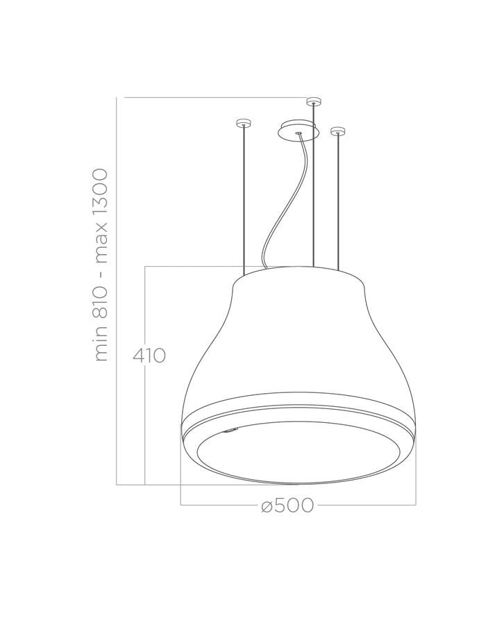Hotă Neagră/Fontă Suspendată 50cm SHINING CAST IRON/F/50, Elica