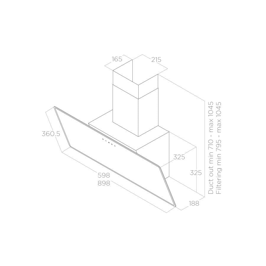 Hotă Albă/Sticlă Shire Montaj Pe Perete 60cm WH/A/60, Elica