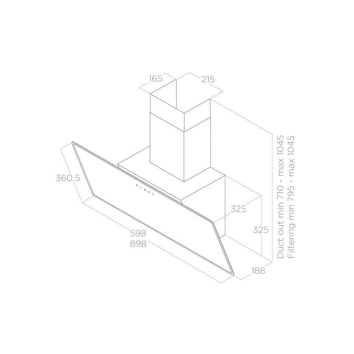 Hotă Albă/Sticlă Shire Montaj Pe Perete 90cm WH/A/90, Elica