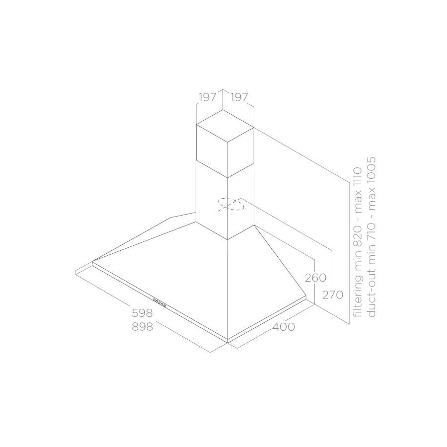 Hotă Neagră/Antracit Montaj Pe Perete 90cm TAMAYA RAIL ANBR/A/90, Elica