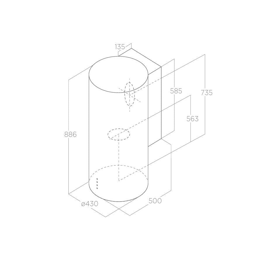Hotă Inox Tube Pro Montaj Pe Perete 43cm IX/A/43, Elica