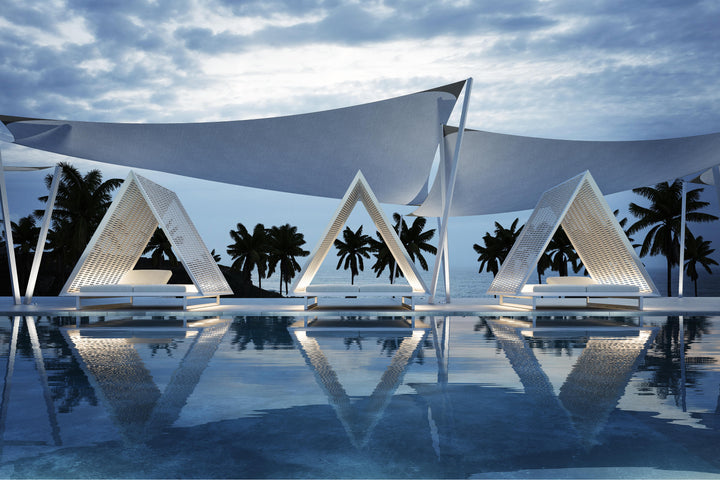 Baldachin pentru terasă cu acoperiș din coardă țesută Frame Ramón Esteve, Vondom