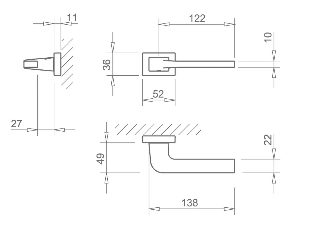 Maner usa crom satinat, 3097 5SQ, Tupai