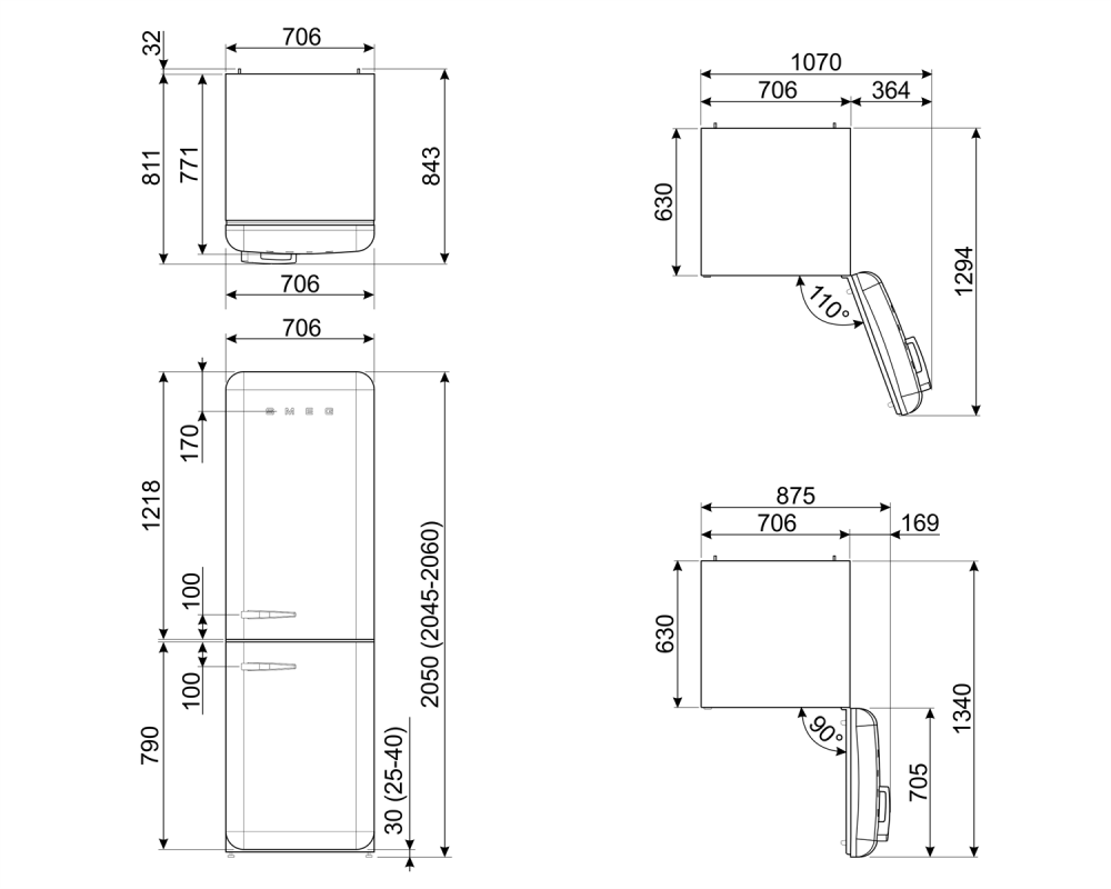 Combina frigorifica dreapta alb Total no frost, FAB38RWH5, Smeg