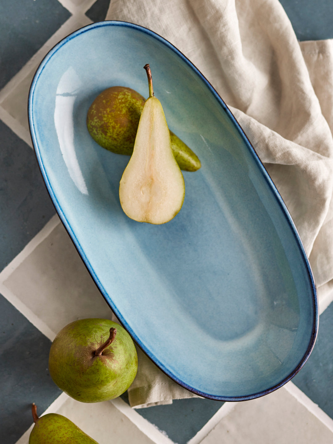 Platou Servire Ceramică Albastru Bloomingville - Imagine 4