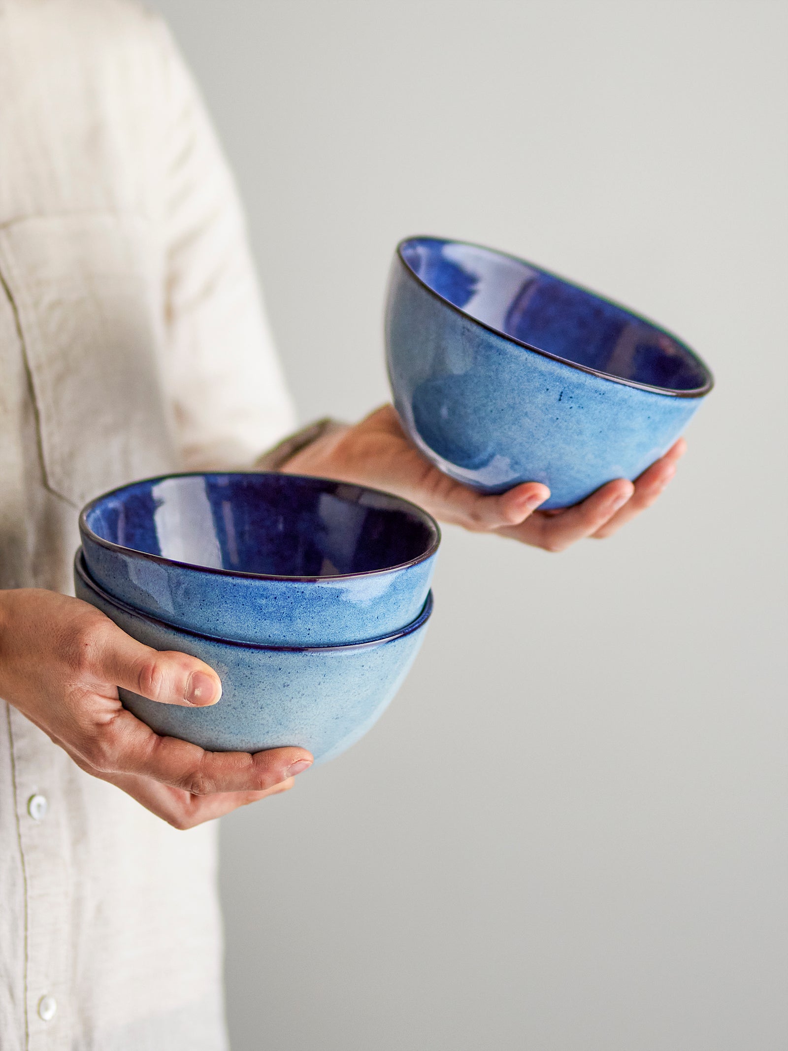 Bol Ceramică Albastră Bloomingville - Imagine 3