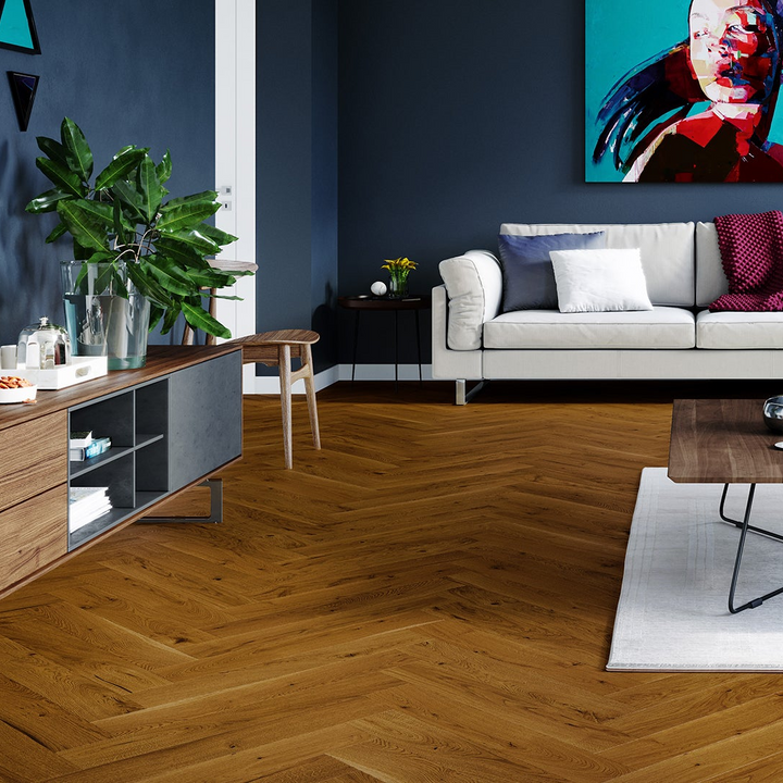Parchet Stratificat Stejar Brown Sugar Herringbone 110, Barlinek Classico Line