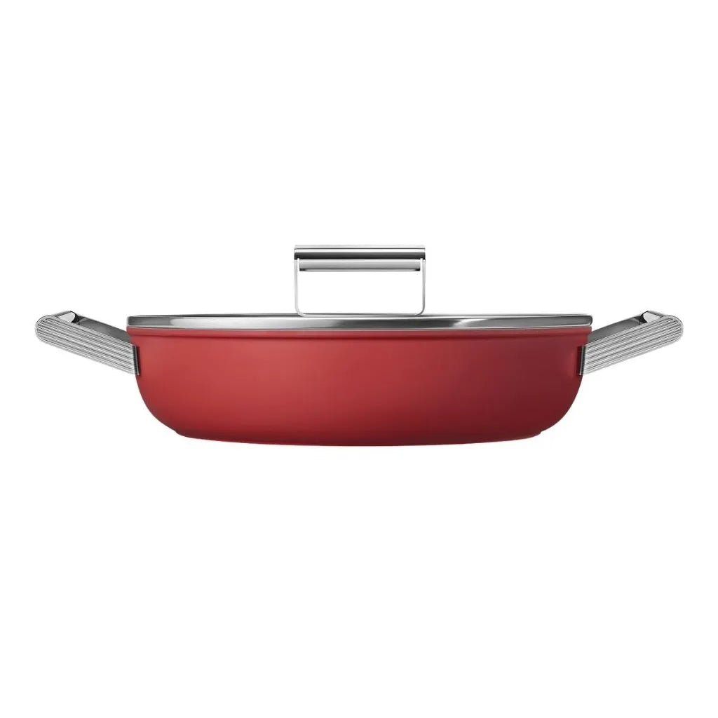 Tigaie din aluminiu, rosie pentru servire 28 cm, 3.7 l, CKFD2811RDM, Smeg