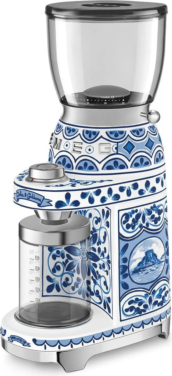 Rasnita de cafea electrica Smeg Dolce&Gabbana CGF01DGBEU, Blu mediterraneo