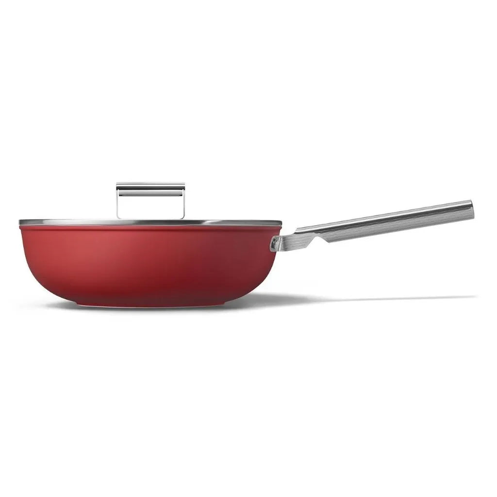 Tigaie Wok rosie 30 cm, 5.3 L, CKFW3001RDM, Smeg