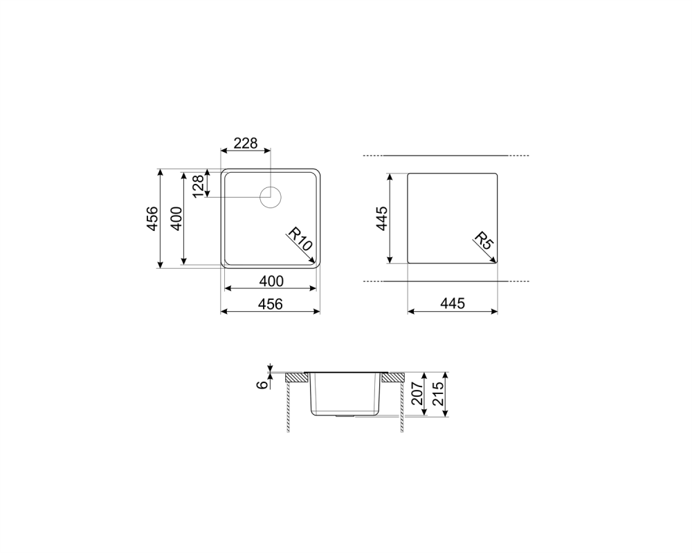 Chiuveta compozit, de bucatarie gri, VZP45CT, Smeg