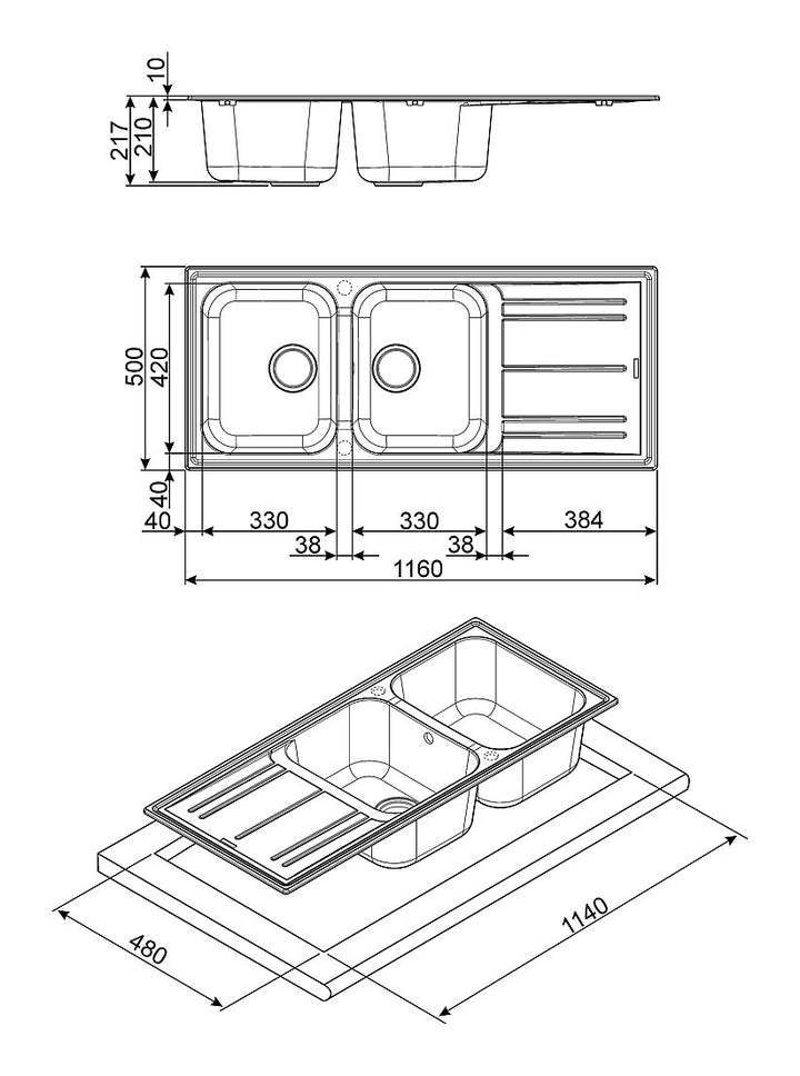 Chiuveta de bucatarie ovaz 116cm, LZ116AV2, Smeg