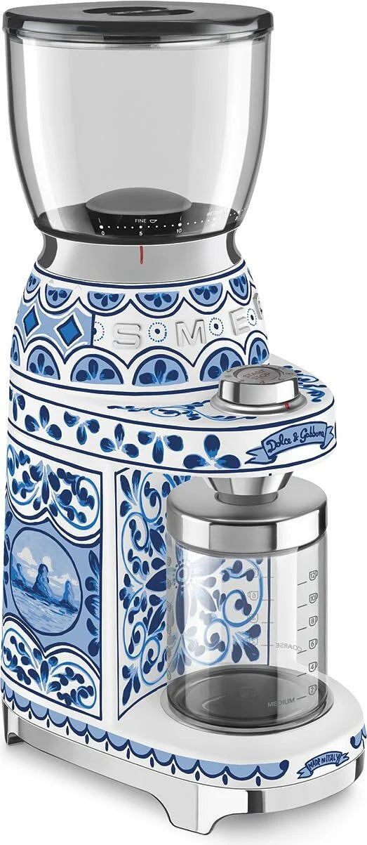 Rasnita de cafea electrica Smeg Dolce&Gabbana CGF01DGBEU, Blu mediterraneo