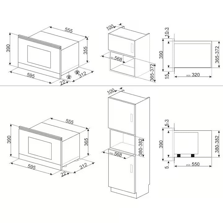 Cuptor cu microunde Cortina MP722PO, Smeg