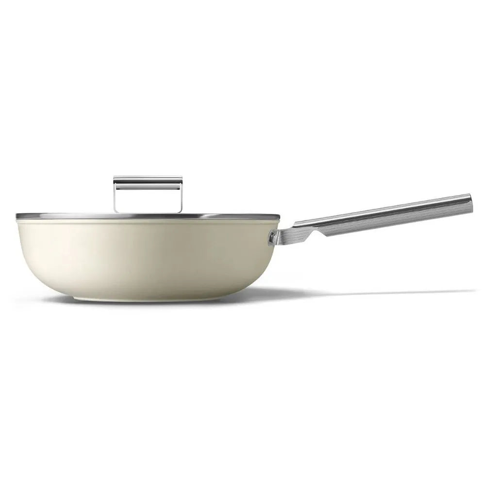 Tigaie Wok crem 30 cm, 5.3 L, CKFW3001CRM, Smeg