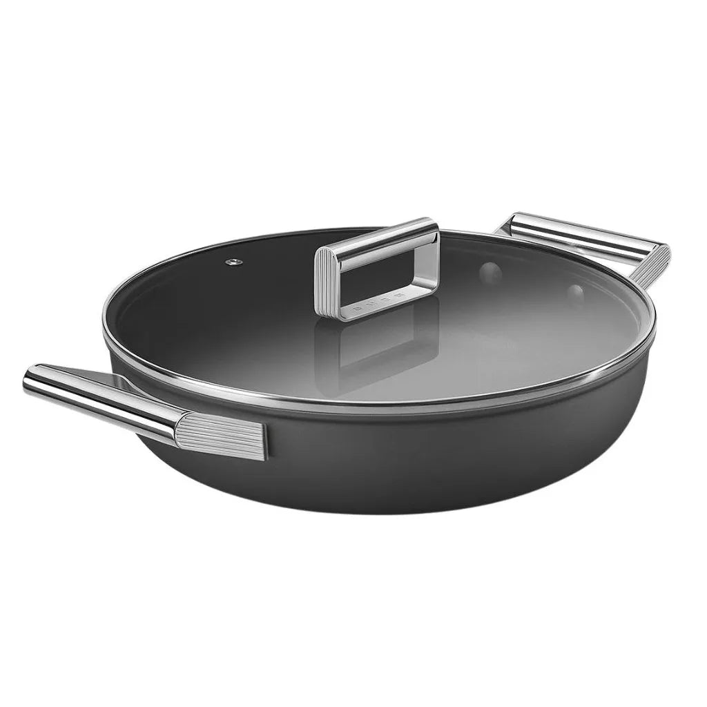 Tigaie din aluminiu, neagra pentru servire 28 cm, 3.7 l, CKFD2811BLM, Smeg