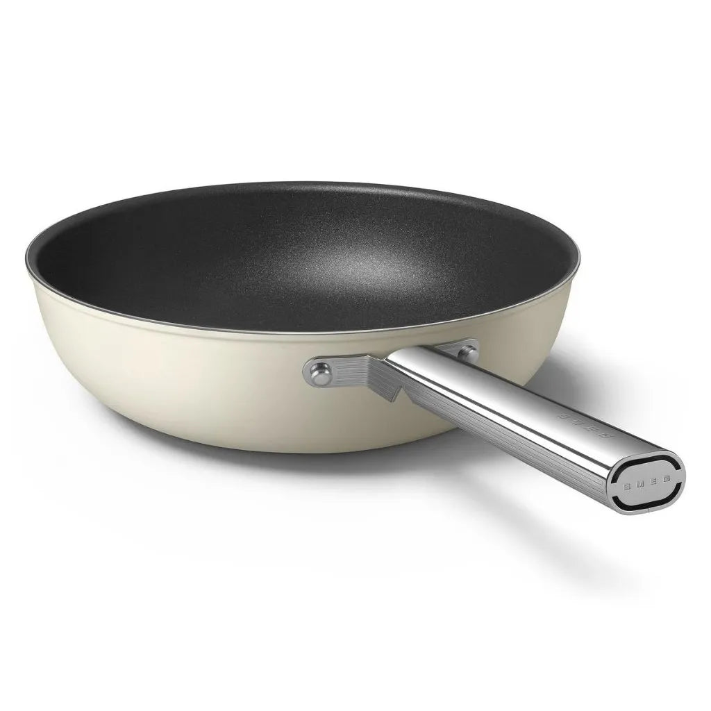 Tigaie Wok crem 30 cm, 5.3 L, CKFW3001CRM, Smeg