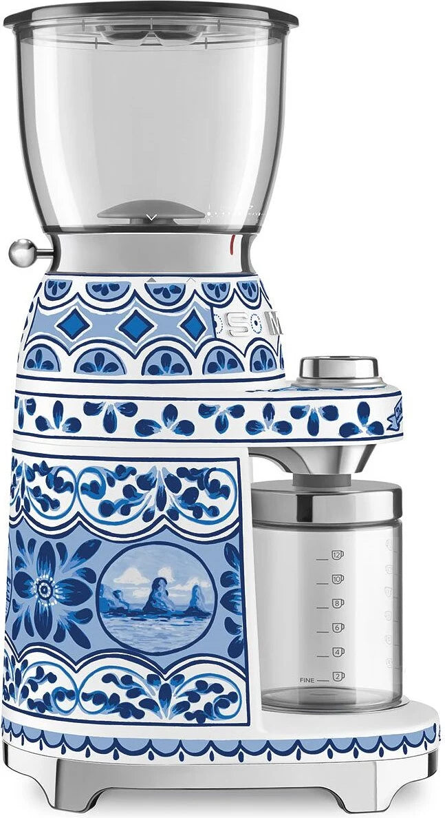 Rasnita de cafea electrica Smeg Dolce&Gabbana CGF01DGBEU, Blu mediterraneo