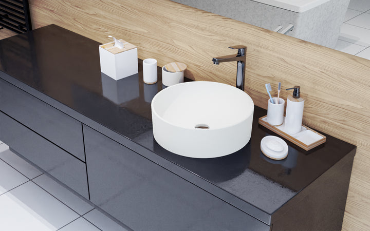 Lavoar  SanDonna Circle Negru Mat, granit