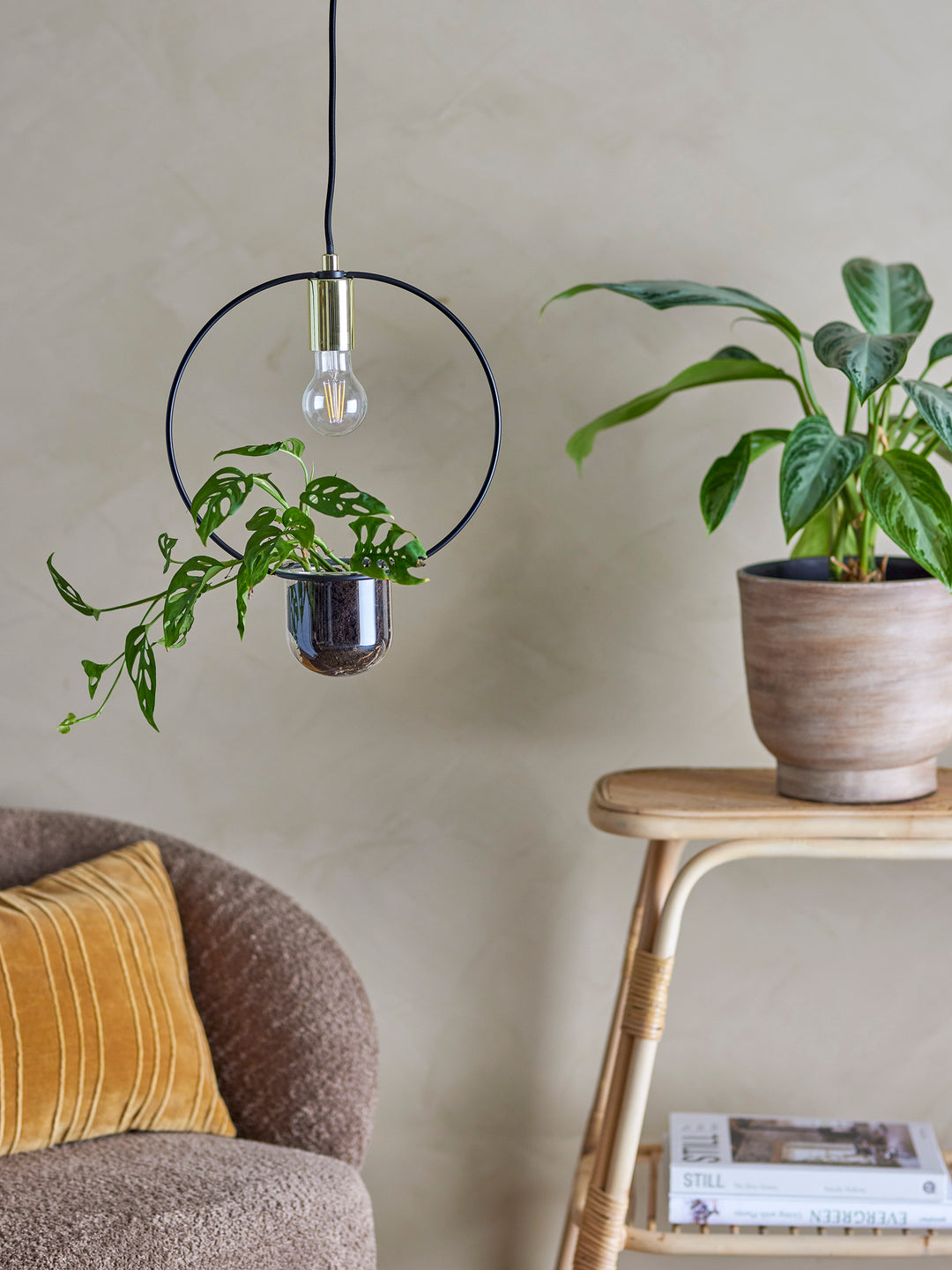 Lustră Metalică Aurie Cu Plantă Bloomingville - Imagine 5