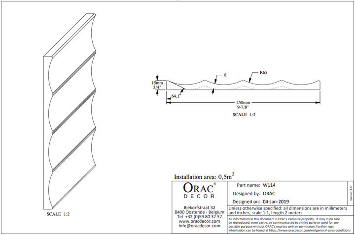 Panou decorativ 3D Alb W114, Orac