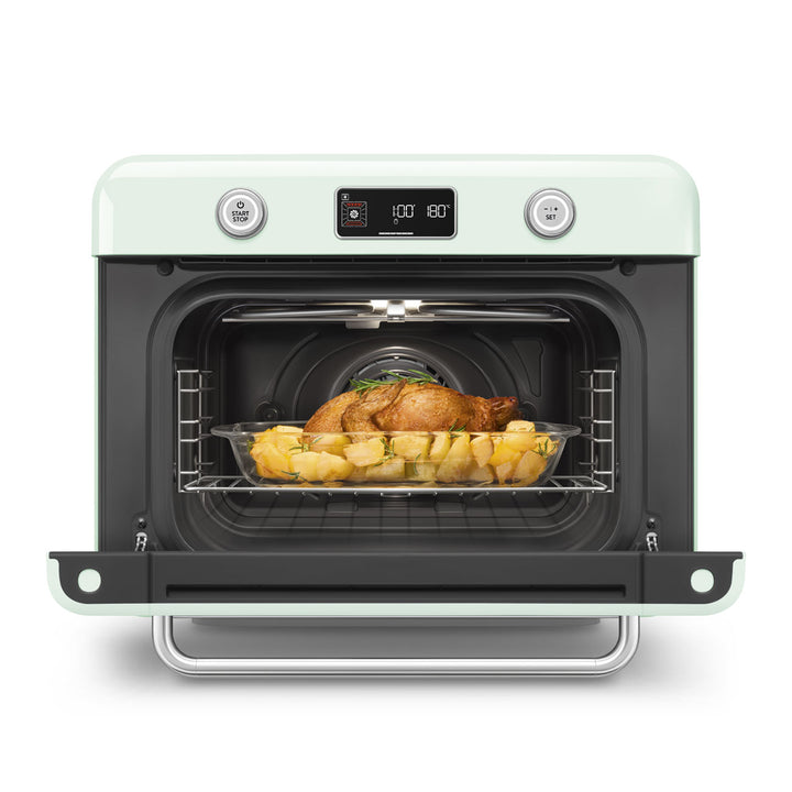 Mini cuptor verde pastel cu aburi, COF01PGEU, Smeg