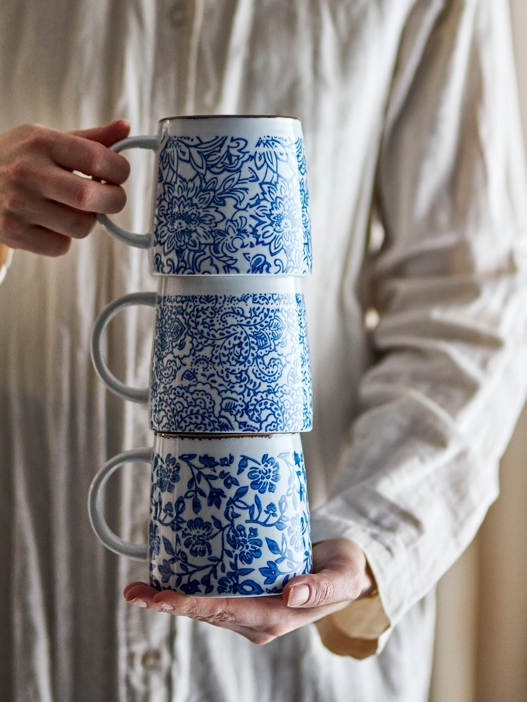 Set Căni Ceramice Albastre Bloomingville - Imagine 3